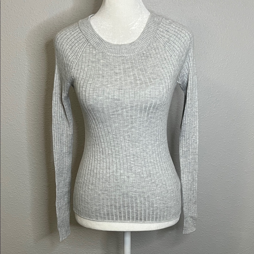 Express Ribbed Crewneck Sweater Gray Size XXS